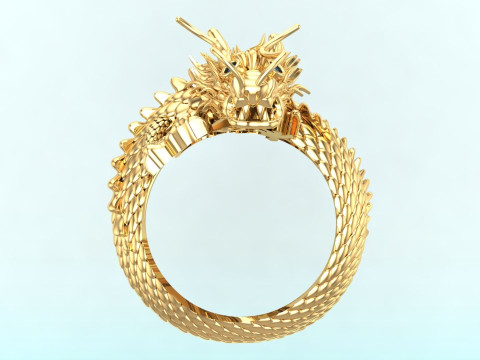 Dragon Ring - Mens Dragon Ring - Mens Ring - N627 3D Принт Модель