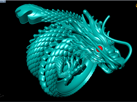 Dragon Ring - Mens Dragon Ring - Mens Ring - N627 3D Принт Модель
