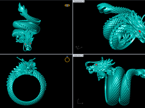Dragon Ring - Mens Dragon Ring - Mens Ring - N627 3D Принт Модель