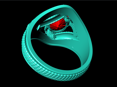Dragon Ring - Mens Oval Stone Ring - Mens Ring - N637 3D Print Model