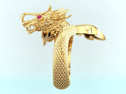 Dragon Ring - Mens Dragon Ring - Mens Ring - N658 Modèles 3D en vedette