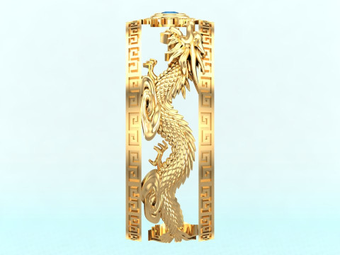 Double Dragon Ring - Mens Rings - N708B - Size 18 dot 5 mm 3D Print Model