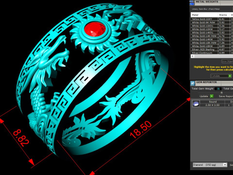 Double Dragon Ring - Mens Rings - N708B - Size 18 dot 5 mm 3D Print Model