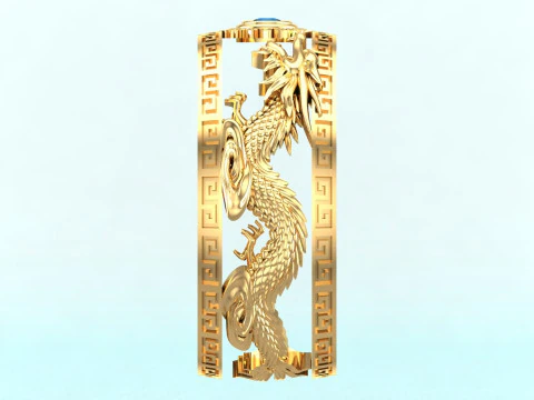 Twin Dragon Ring - Dragon Ring - Mens Ring - N708A 3D Print Model