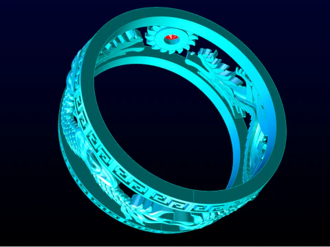 Twin Dragon Ring - Dragon Ring - Mens Ring - N708A 3D Print Model