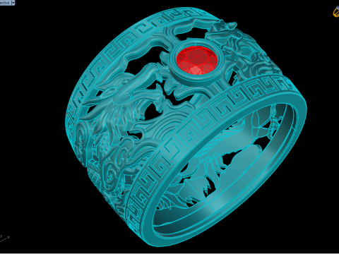 Dragon Ring - Twin Dragon Ring - Mens Ring - N717 3D Druckmodell