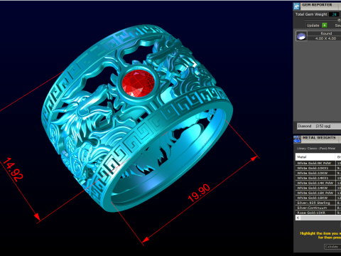 Dragon Ring - Twin Dragon Ring - Mens Ring - N717 3D Druckmodell