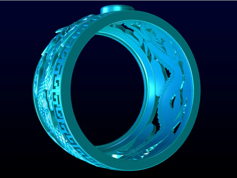 Dragon Ring - Twin Dragon Ring - Mens Ring - N717 3D Print Model