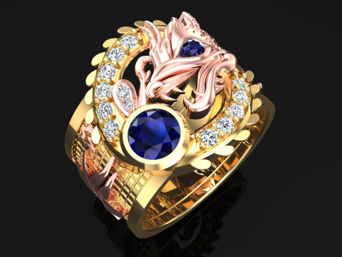 Dragon Ring - Mens Dragon Ring - Mens Ring - N821 Model do druku 3D
