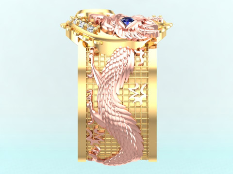 Dragon Ring - Mens Dragon Ring - Mens Ring - N821 Model do druku 3D