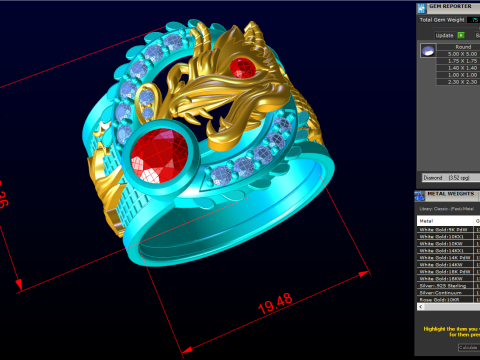 Dragon Ring - Mens Dragon Ring - Mens Ring - N821 Model do druku 3D
