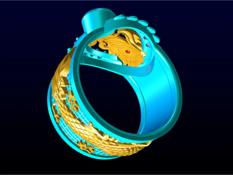Dragon Ring - Mens Dragon Ring - Mens Ring - N821 3D Print Model