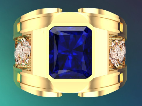 Dragon ring - Mens rectangular stone ring - Mens ring - N837 Modelo de Impressão 3D