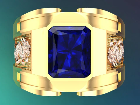Dragon ring - Mens rectangular stone ring - Mens ring - N837 3D Print Model