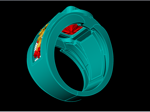Dragon ring - Mens rectangular stone ring - Mens ring - N837 Modelo de Impressão 3D