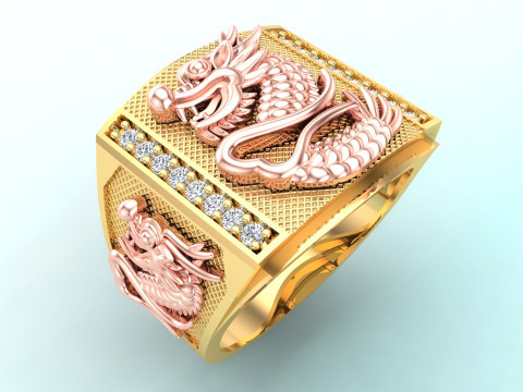 Dragon Ring - Mens Dragon Ring - Mens Ring - N907 Modello di stampa 3D