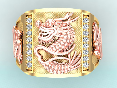 Dragon Ring - Mens Dragon Ring - Mens Ring - N907 Modello di stampa 3D