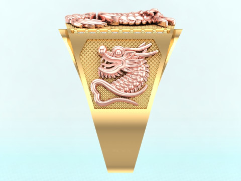 Dragon Ring - Mens Dragon Ring - Mens Ring - N907 Modello di stampa 3D