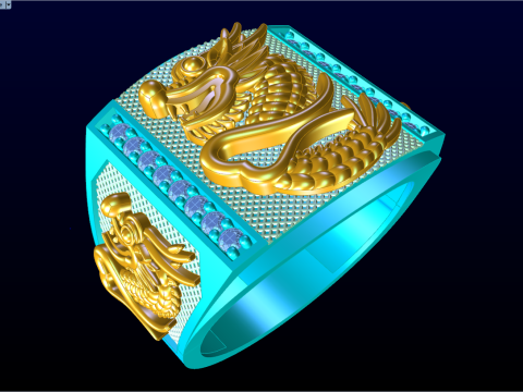 Dragon Ring - Mens Dragon Ring - Mens Ring - N907 Modello di stampa 3D
