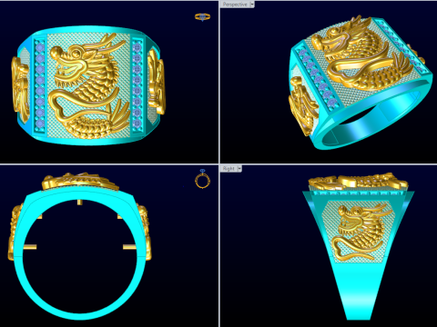 Dragon Ring - Mens Dragon Ring - Mens Ring - N907 Modello di stampa 3D
