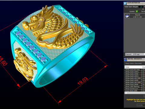 Dragon Ring - Mens Dragon Ring - Mens Ring - N907 Modello di stampa 3D