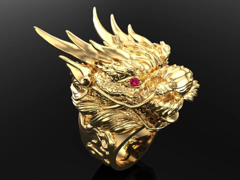 Dragon ring - Mens ring - Dragon head ring - N908 3D Print Model