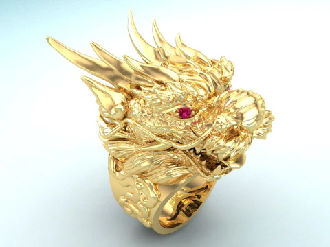 Dragon ring - Mens ring - Dragon head ring - N908 3D Print Model