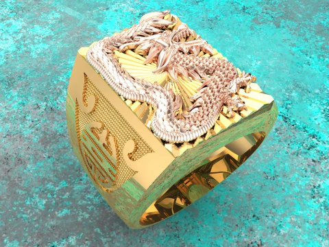 Каблучка з драконом - Чоловіча каблучка з драконом - Чоловіча каблучка - N918 3D Принт Модель