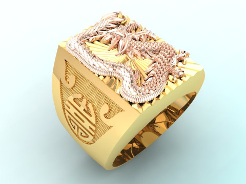 Dragon Ring - Mens Dragon Ring - Mens Ring - N918 3D Принт Модель
