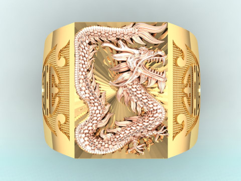 Dragon Ring - Mens Dragon Ring - Mens Ring - N918 3D Принт Модель