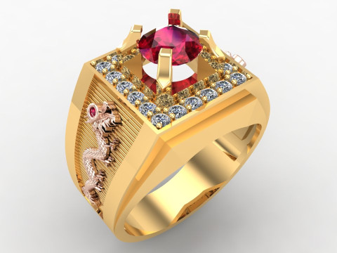 Dragon Ring - Mens Dragon Ring - Mens Ring - N941 3D Print Model