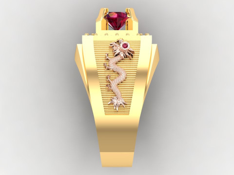 Dragon Ring - Mens Dragon Ring - Mens Ring - N941 3D Print Model