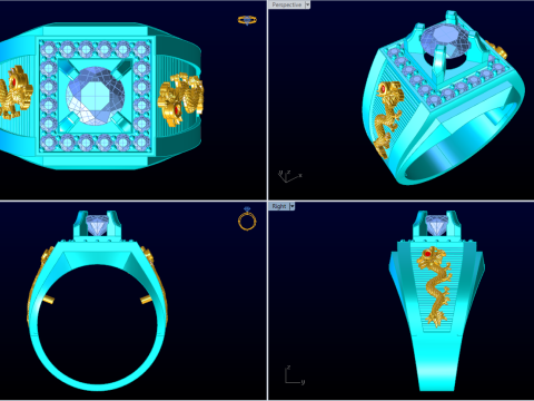 Dragon Ring - Mens Dragon Ring - Mens Ring - N941 3D Print Model