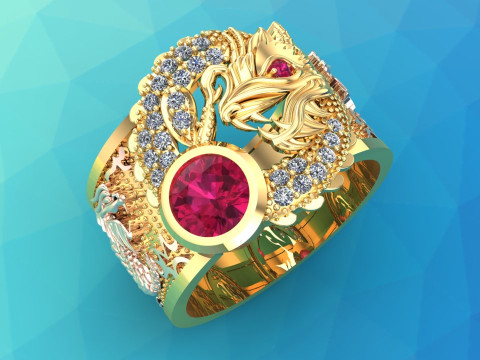 Dragon Ring - Mens Dragon Ring - Mens Ring - N957 3D Druckmodell