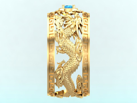Dragon Ring - Twin Dragon Ring - Mens Ring - N1003 Modèles 3D en vedette