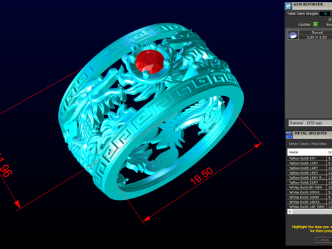 Dragon Ring - Twin Dragon Ring - Mens Ring - N1003 Modèles 3D en vedette