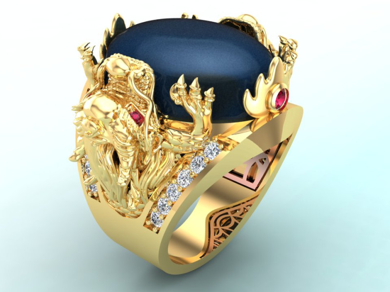 Dragon Ring - Mens Dragon Ring - Mens Ring - N1104 3D Druckmodell .c4d .max .obj .3ds .fbx .stl .blend 
