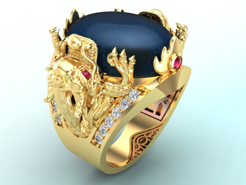 Dragon Ring - Mens Dragon Ring - Mens Ring - N1104 Modelo de Impressão 3D