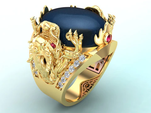 Dragon Ring - Mens Dragon Ring - Mens Ring - N1104 3D Print Model