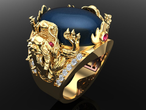 Dragon Ring - Mens Dragon Ring - Mens Ring - N1104 3D Druckmodell