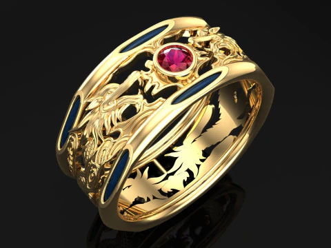 ドラゴンリング - エレファントヘアリング - エレファントリング - N809 3Dプリントモデル