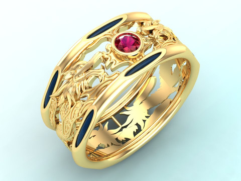 Dragon ring - Elephant hair ring - Elephant ring - N809 Modelo de Impressão 3D