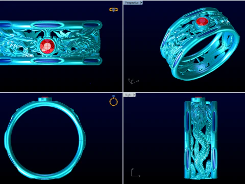 Dragon ring - Elephant hair ring - Elephant ring - N809 3D Print Model
