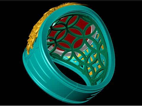 Phoenix ring - Mens oval stone ring - Mens ring - N958 Modelo de impresión 3D
