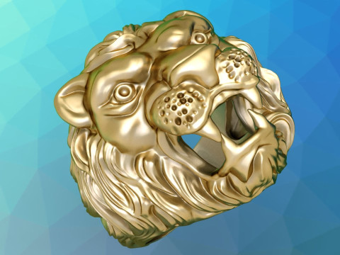 Lion ring - Mens lion ring - Mens ring - N941 Model do druku 3D