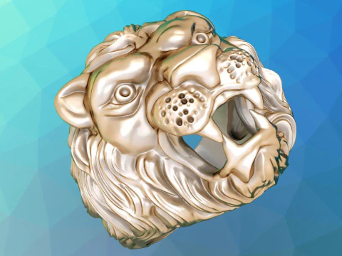 Lion ring - Mens lion ring - Mens ring - N941 3D Print Model