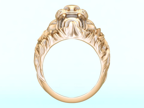 Lion ring - Mens lion ring - Mens ring - N941 3D 打印模型