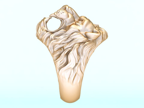 Lion ring - Mens lion ring - Mens ring - N941 3D 打印模型