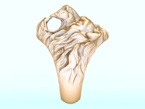 Lion ring - Mens lion ring - Mens ring - N941 3D Print Model
