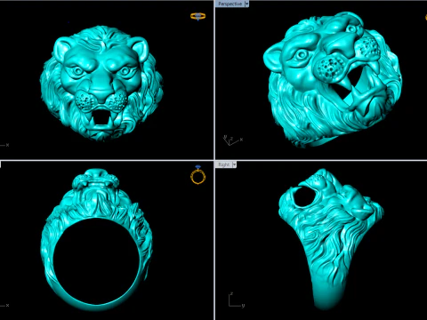 Lion ring - Mens lion ring - Mens ring - N941 3D Print Model